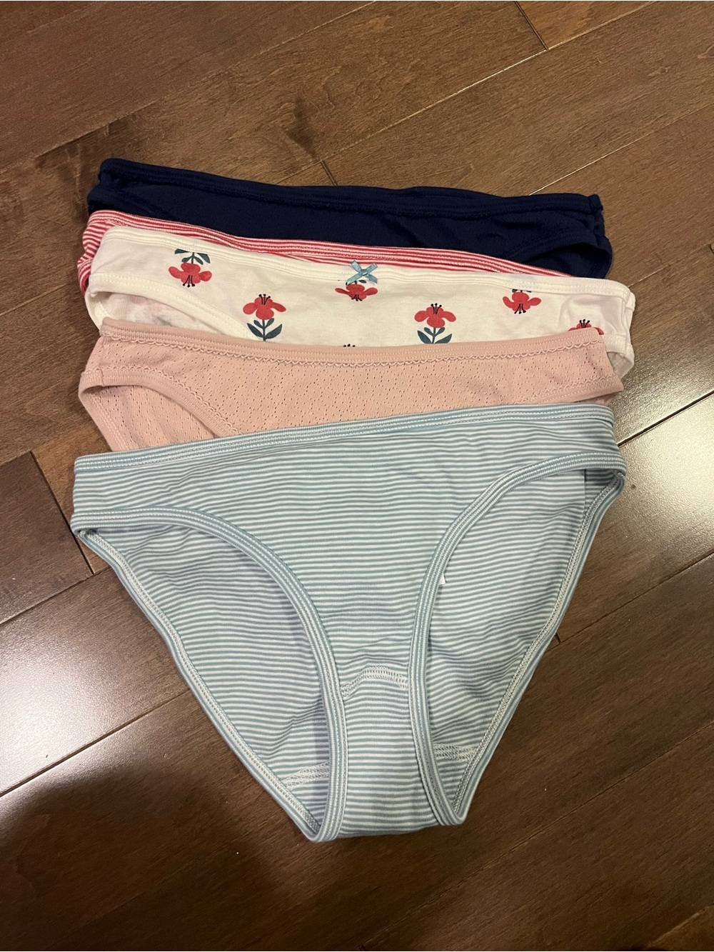 5-Pack women’s M Cotton Bikini Panties - Blue, Pink, White, Navy, Floral NWT